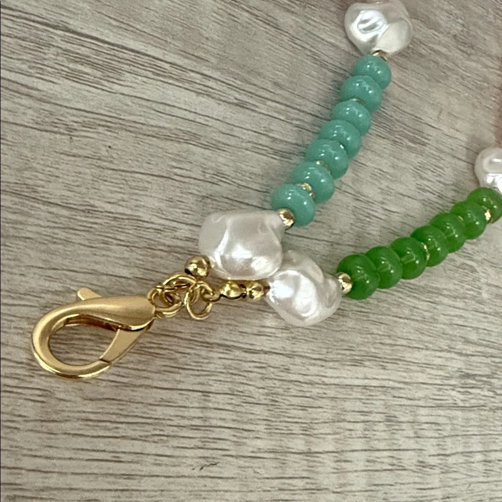 Boho Beaded Faux Pearl Accent Cell Phone Wristlet